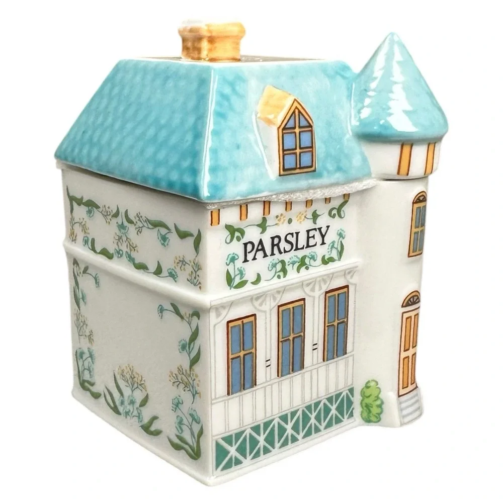 Vintage The Lenox Spice Village Parsley House Jar Fine Porcelain With Foam 1989